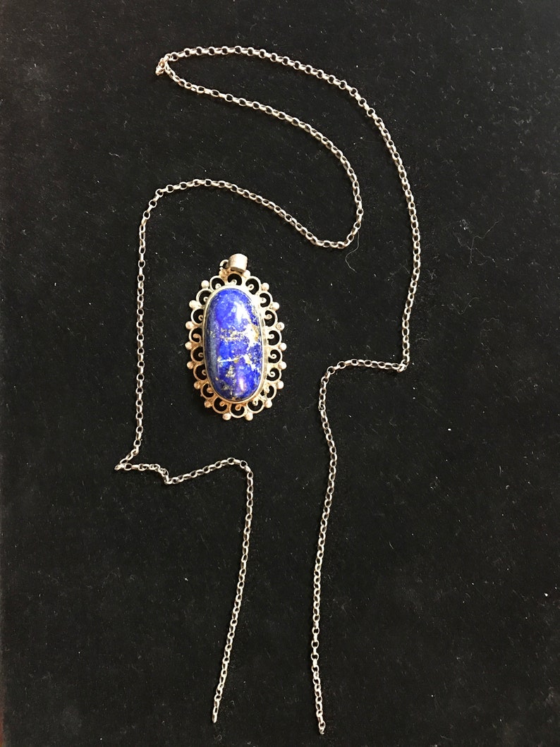 Lapis Lazuli and Silver Pendant Necklace image 1