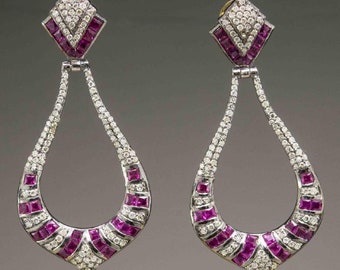 Victorian Style Ruby and Diamond Earrings