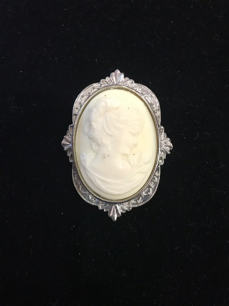 Young Woman Bust Cameo Pin