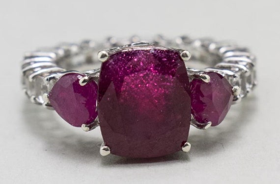Niassa Ruby and White Topaz Ring - image 1