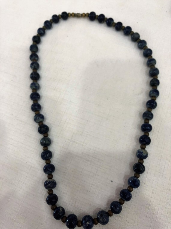 Blue Glass Bead Necklace - image 1