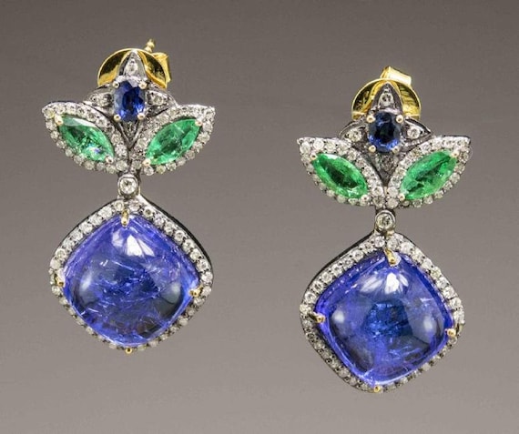 Victorian Style Tanzanite Earrings