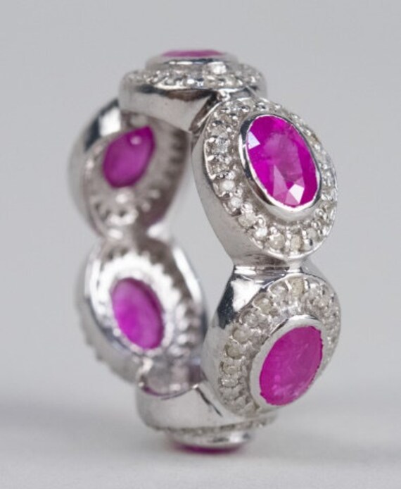 Sterling Silver Ruby and Diamond Ring - image 2