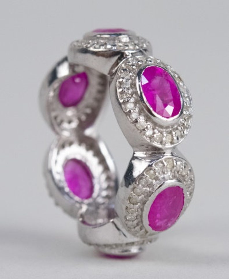 Sterling Silver Ruby and Diamond Ring image 2
