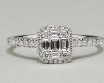 0.48カラットのダイヤモンド18カラットホワイトゴールドリング - Etsy 日本