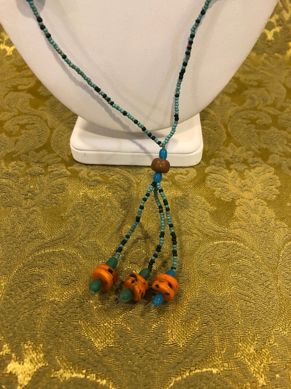 Turquoise & Coral Bead Necklace - image 2