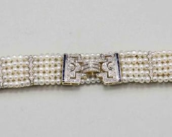 Cultured Pearl and Diamond Choker