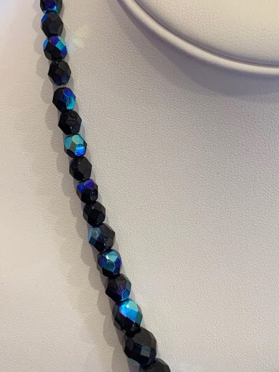 Deep Blue Holographic Glass Bead Necklace - image 2