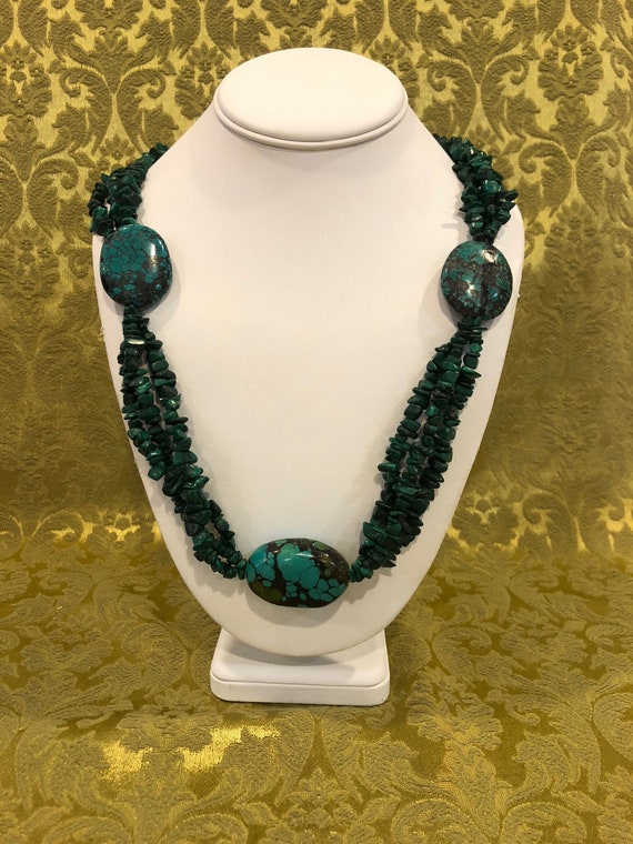Triple Strand Malachite Necklace