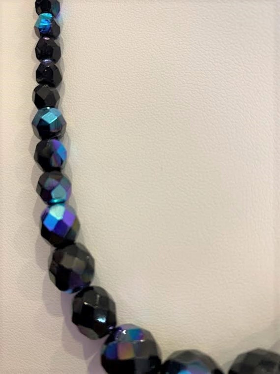 Deep Blue Holographic Glass Bead Necklace - image 5