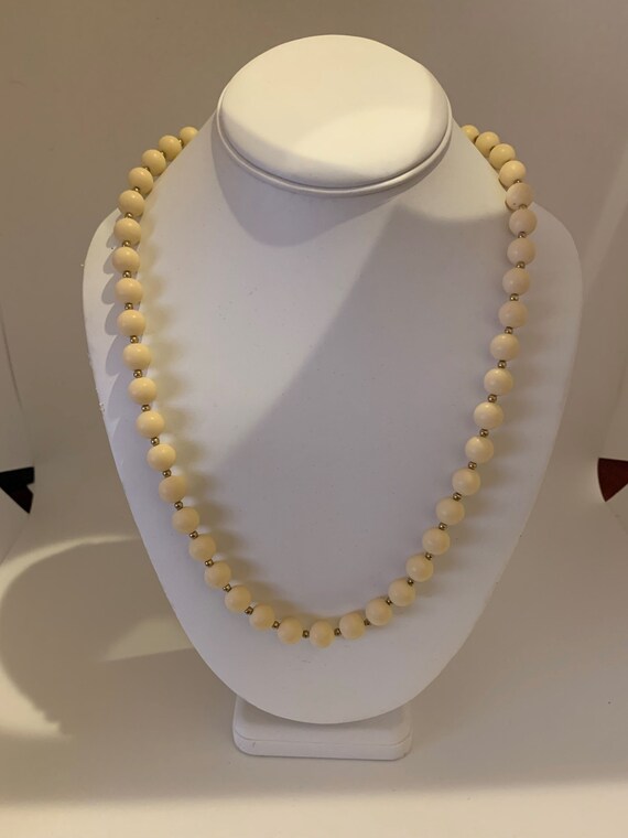 Cream Colored Beaded Necklace - image 1