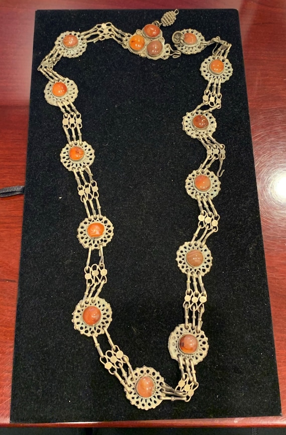 Chalcedony Colored Bead & Chain Necklace