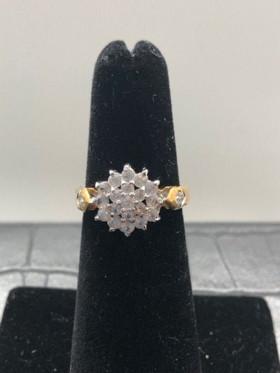 18K Gold Electroplate Ring with Crystals in Starb… - image 1