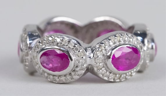 Sterling Silver Ruby and Diamond Ring - image 3