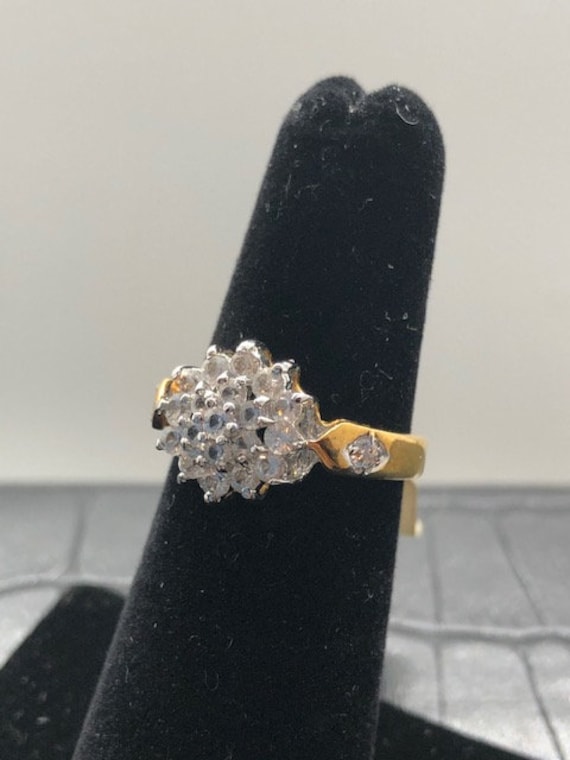 18K Gold Electroplate Ring with Crystals in Starb… - image 2