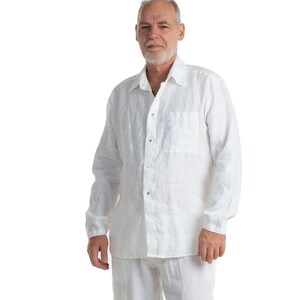 Linen White Button Down Shirt Man Linen Shirt Semi-formal - Etsy