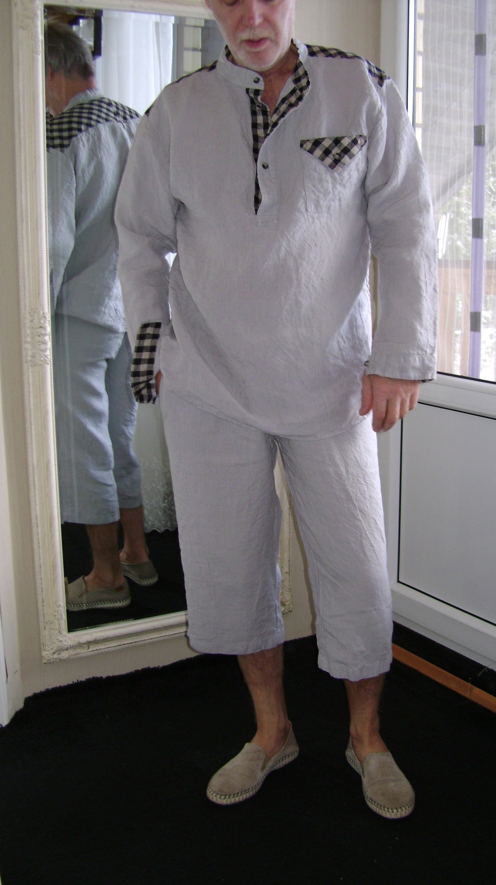 Mens Linen Shirt and Shorts. Summer Set. Long loose Breathable Etsy