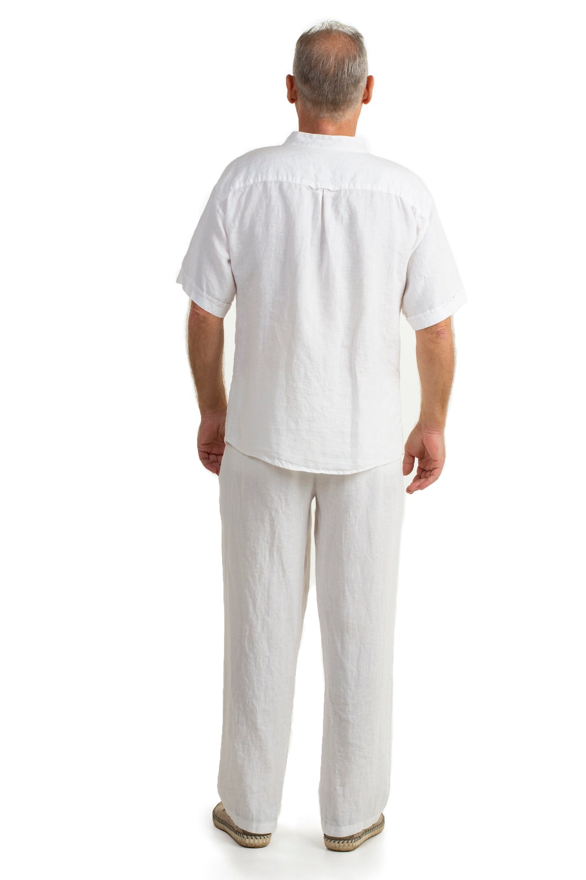 Men's White Linen Shirt Beach Wedding Party Shirt Button Etsy