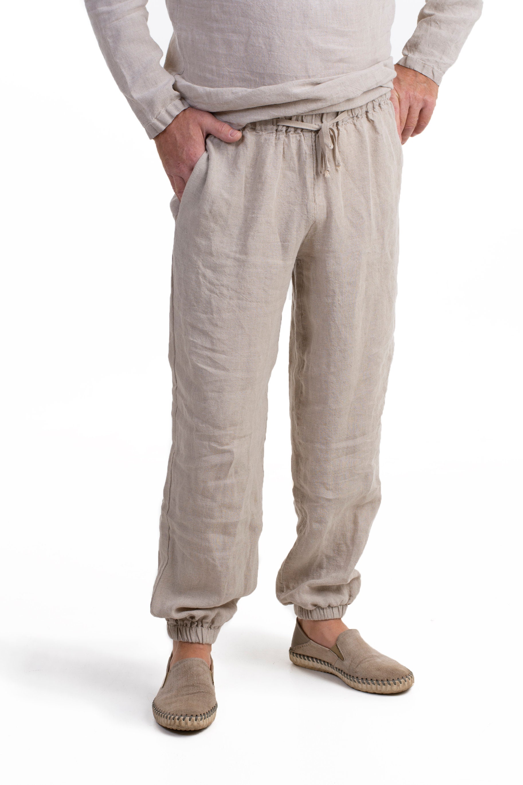 Men's Linen Cargo Pants Baggy Pants Under Armour Jogging | Etsy