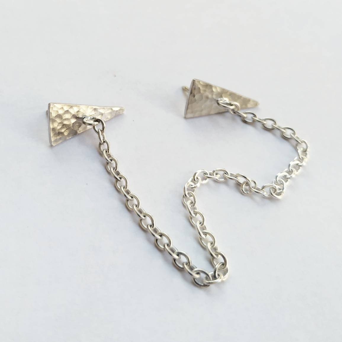 Lapel pins and chain sterling silver hammered handmade Etsy