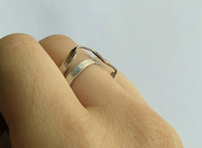 loop connection rock architectural inspiration modern Silver steampunk ring