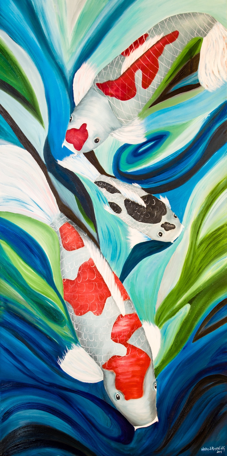 Fish Wall Art Koi Fish in a Pond Giclee Print Koi Fish Etsy