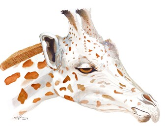 Under Grace Fine Art Giclee Print Giraffe, Original Watercolor Painting, Wall Art Decor, Art Gift, Whimsical Art, Kid Room, Zoo Nursery