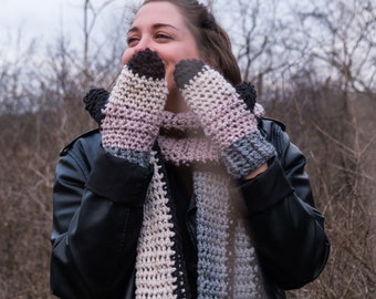 CROCHET PATTERN, Stevie Mitten & Scarf Set by Shannon Creates, Scarf, Mittens, Crochet Pattern, Beginner Level