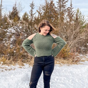 CROCHET PATTERN, The Cold Shoulder Crochet Sweater by Shannon Creates, Crochet, Crochet Sweater Pattern, Intermediate