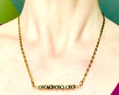 Antiqued Brass Stone necklace Pyrite Bead Bar Necklace Gemstone Beaded Necklace Simple Layering Necklace Easter Gift