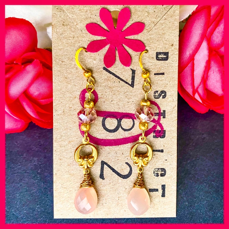 Pink Crystal Teardrop Earrings Mothers Day Gifts Drop Earrings