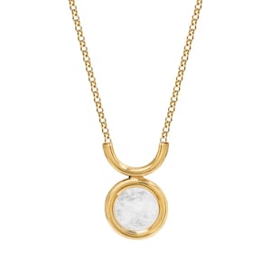 Goldplated necklace with cristal, Gold necklace, Crystal Necklace Natural Stone, Golden silver crystal,Necklace with Natural stone