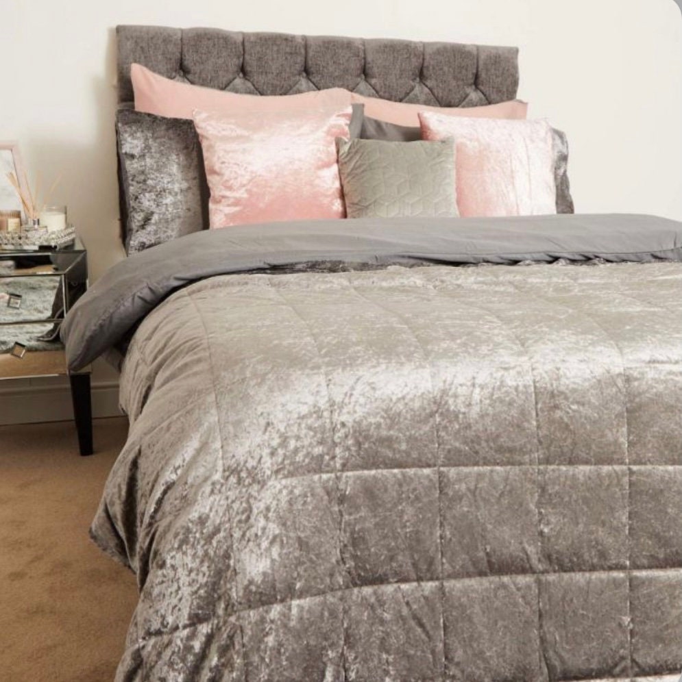 Sienna Crushed Velvet Weighted Blanket Silver Grey | Etsy