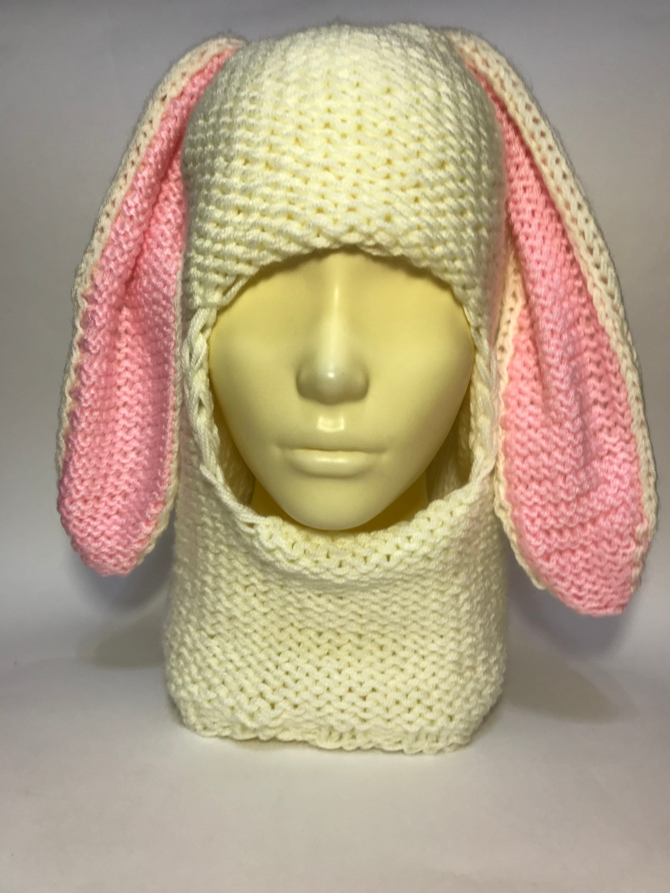Bunny balaclava hat Knit bunny hood Rabbit ear hat adult Etsy