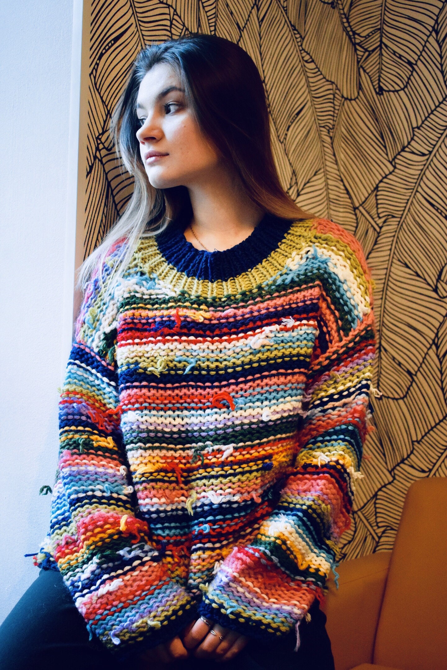 Colorful chunky sweater women Handknit sweater patchwork Etsy
