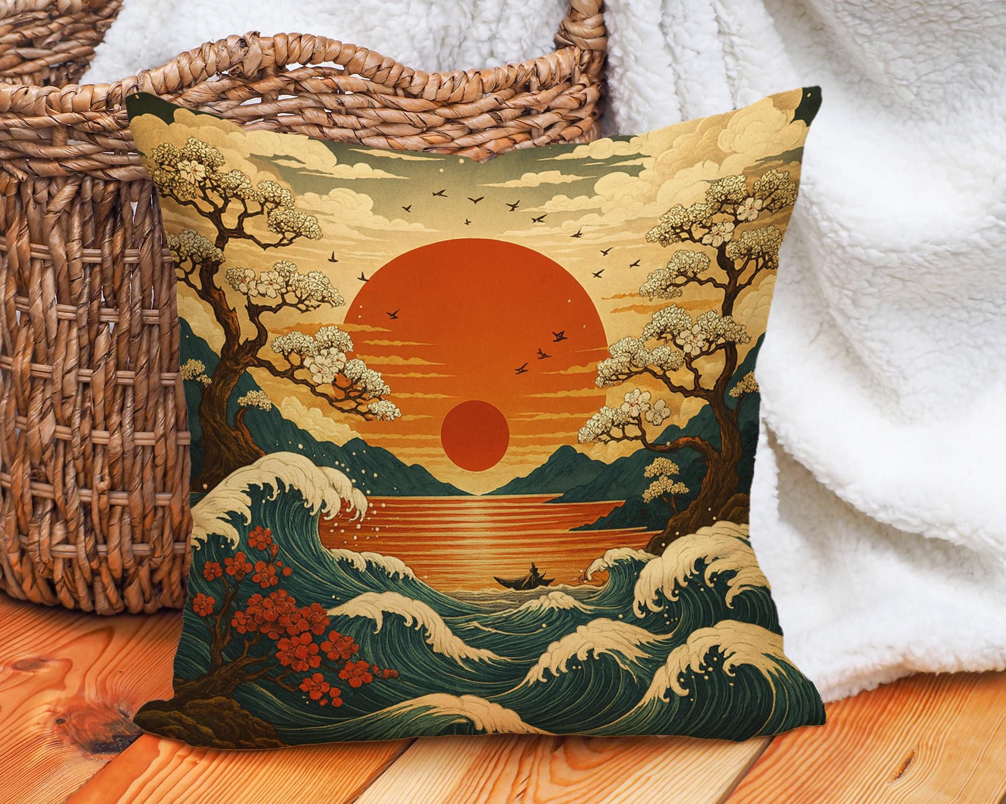 ABAKUHAUS Paesaggio Federe Cuscini Set di 4, Pacific Coast Road, Stampa Digitale Fronte-Retro con Accento Moderno, 60 cm x 60 cm, Grigio