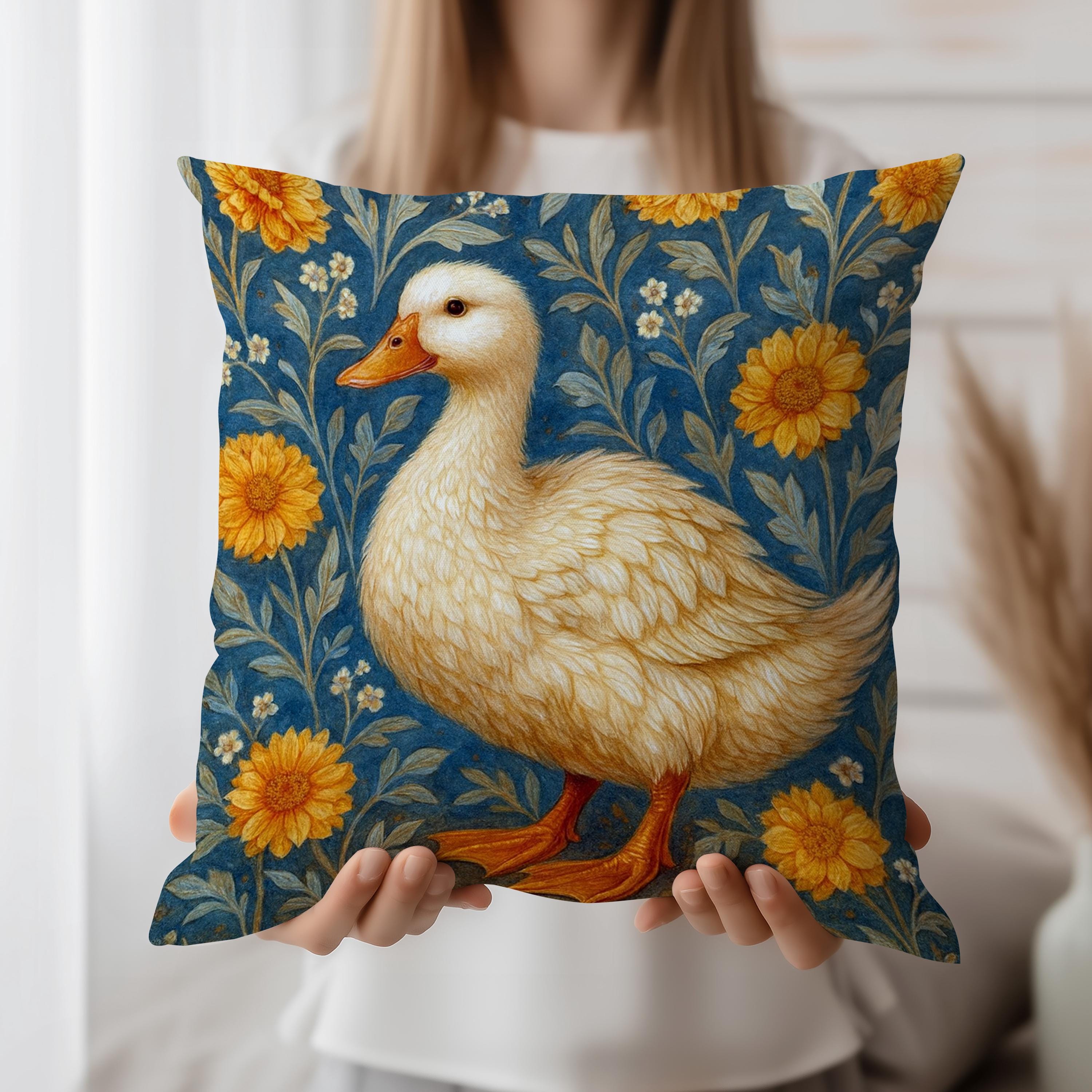 Duck Cushion Cover Vintage Style Throw Pillow Case With Yellow