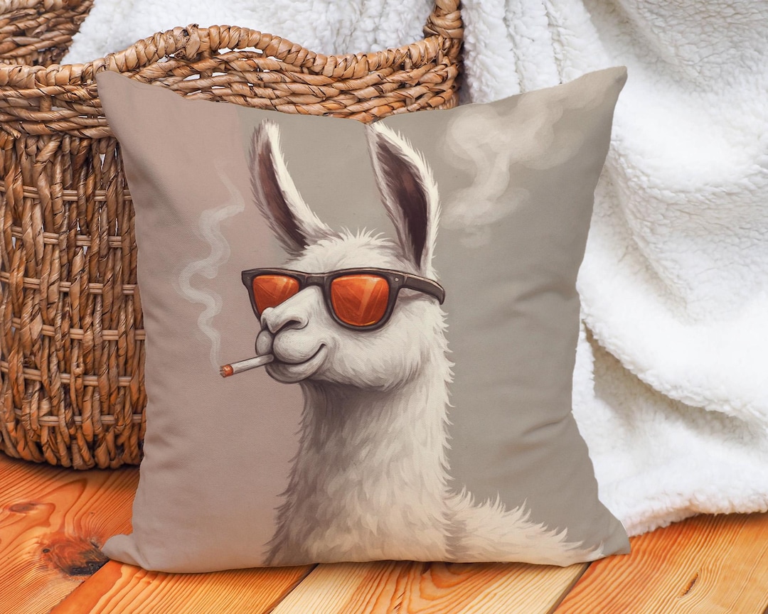 Cool Llama Cushion Cover – Smoking Shades Throw Pillow Case for