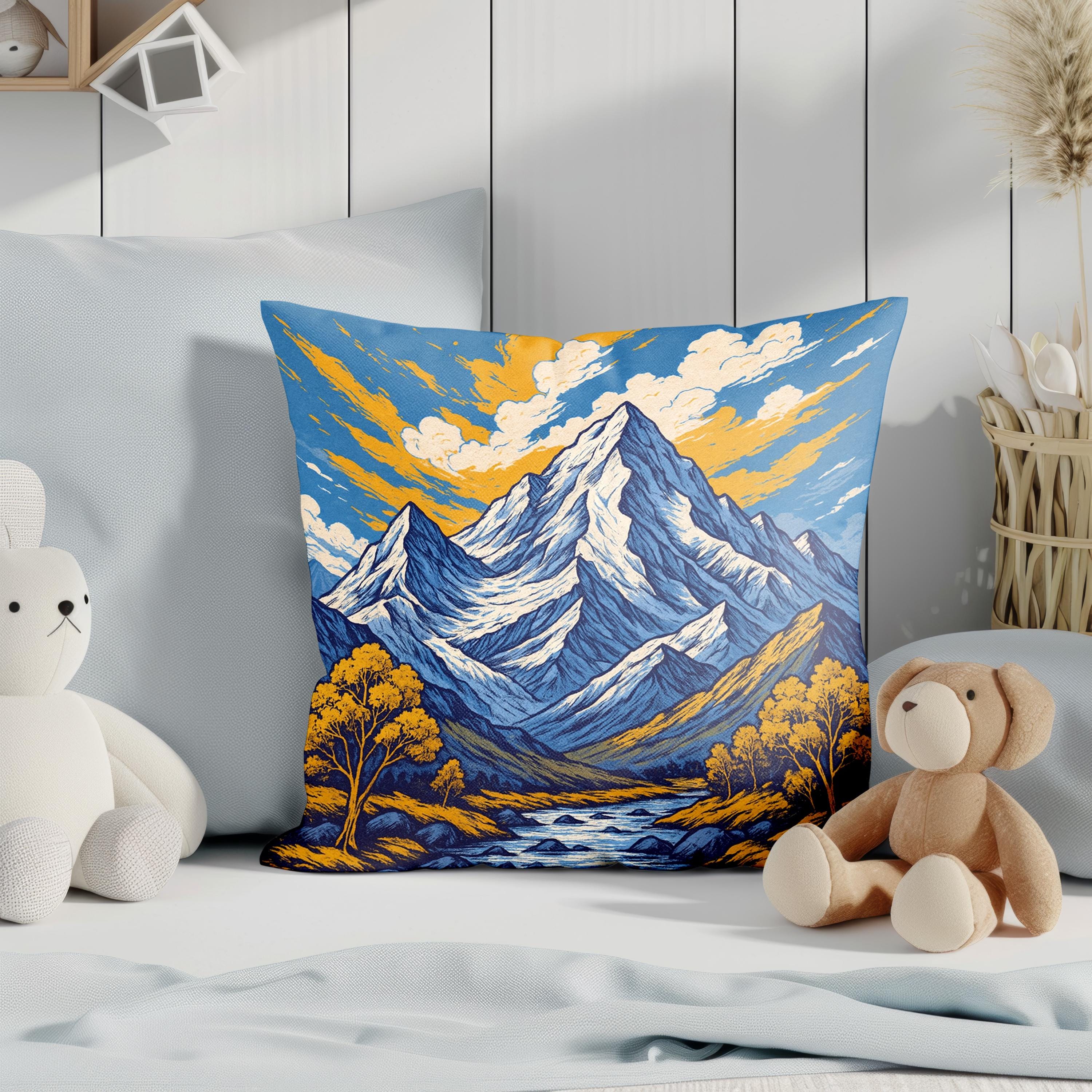 Mountain Range Cushion Cover – Bold Alpine Throw Pillow Case in