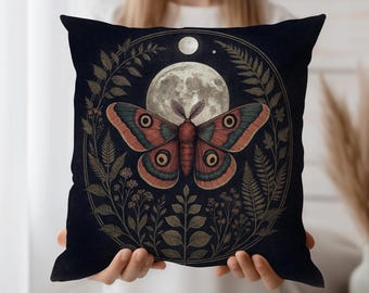 Mond Motte Kissenbezug Vintage Gothic Kissenbezug - Himmlischer Insekt Kissenbezug für Witchy Decor, Dark Forest Vibes