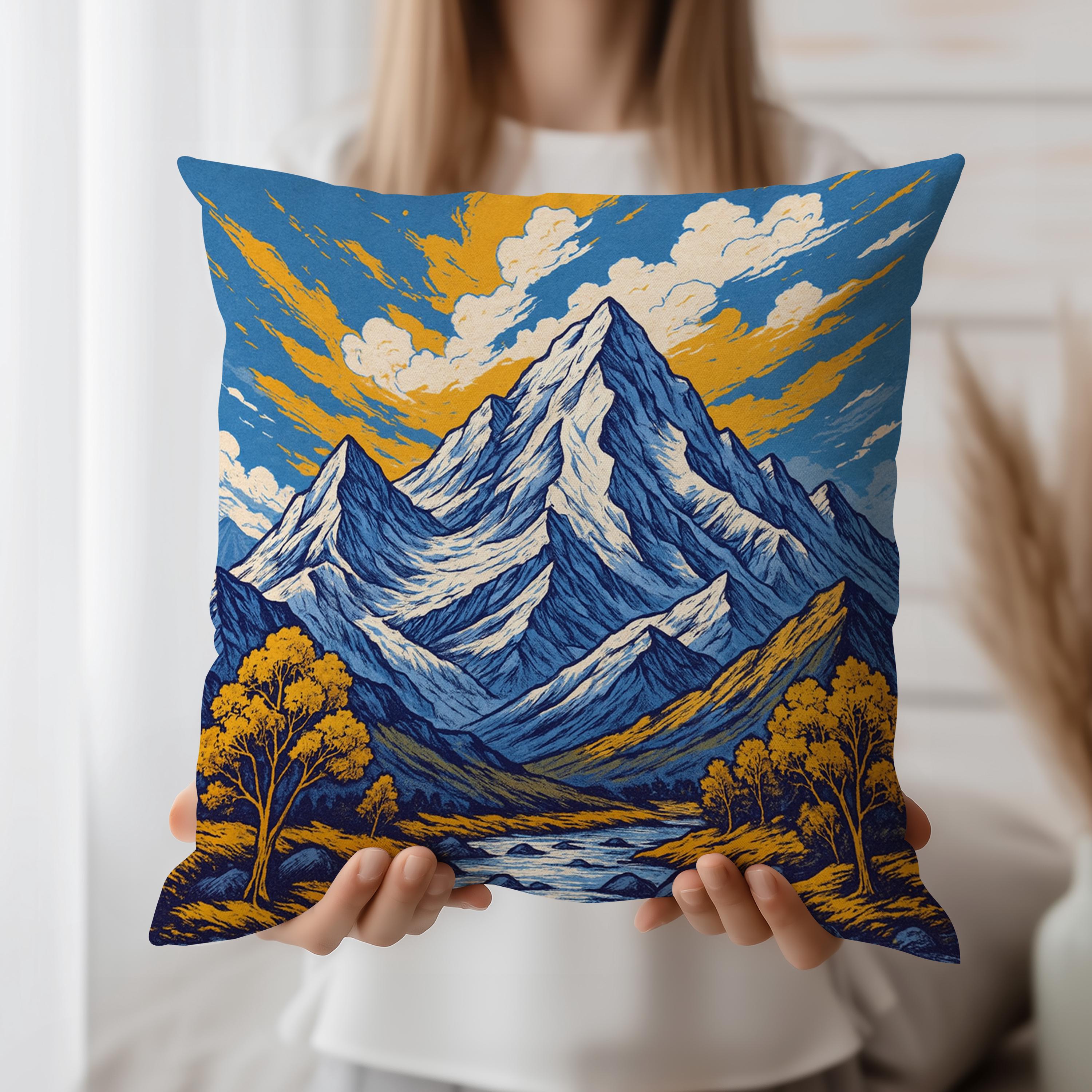 Mountain Range Cushion Cover – Bold Alpine Throw Pillow Case in