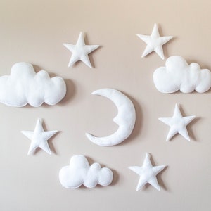 Large Set White Soft Clouds Stars Moon Cot Decorations Baby Room Decor Sky Ceiling Decor minimalist design cute modern child decor birthday