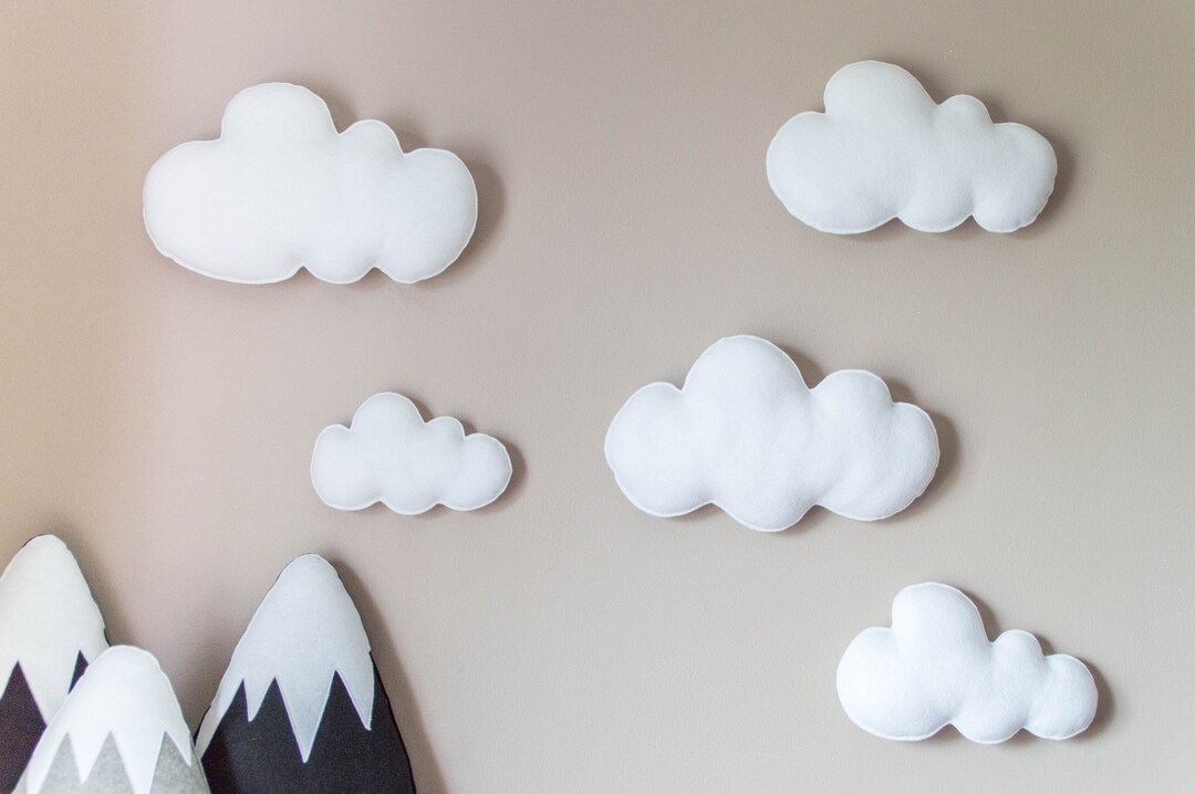 Cloud Wall Decor Five Set Clouds Wall Hanging White Soft Clouds Cot