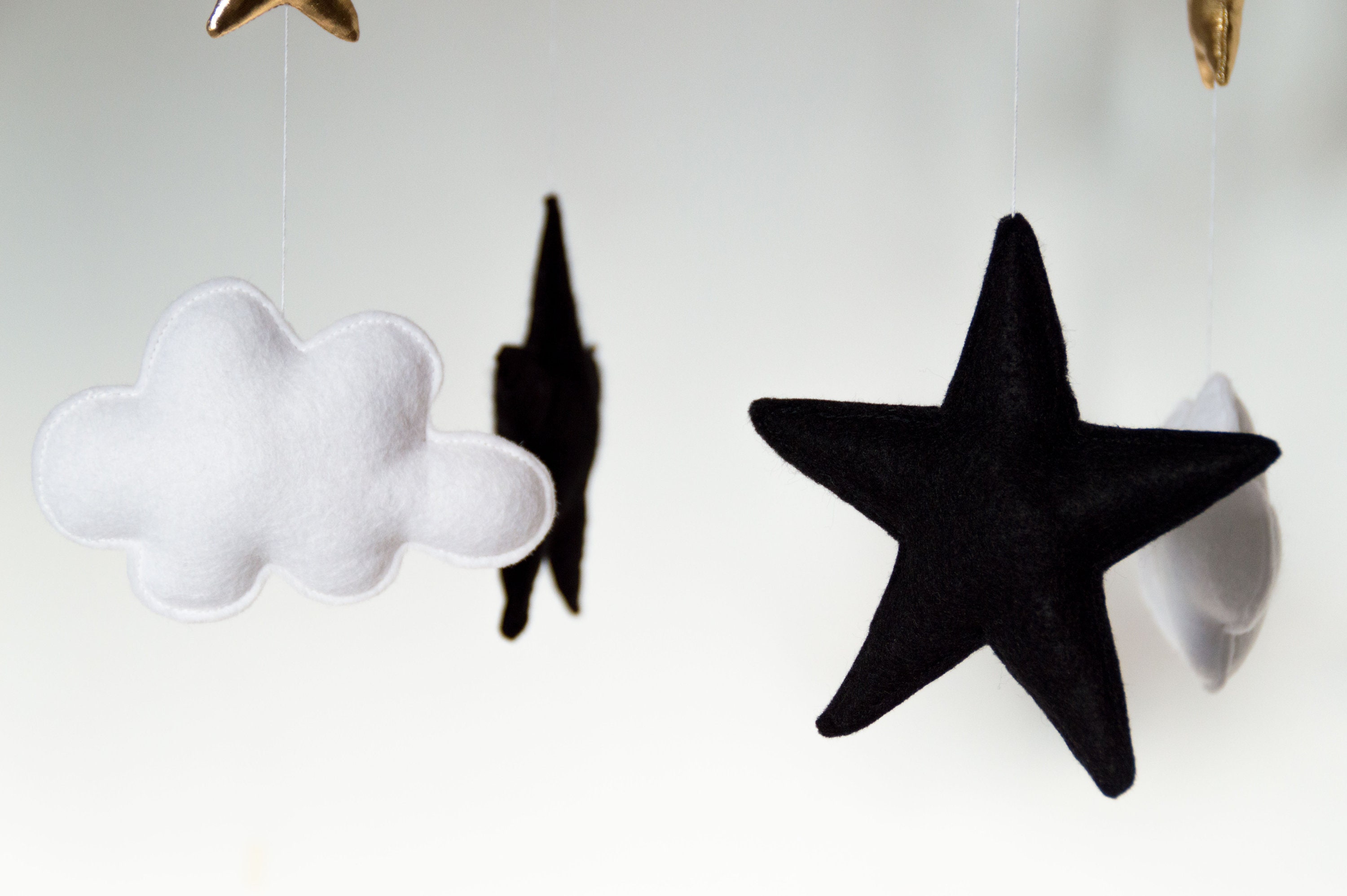 Cot mobile Black and White mobile Cot decoration clouds stars Etsy