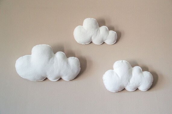 Three Set Clouds Wall Hanging White Soft Clouds Cot Etsy