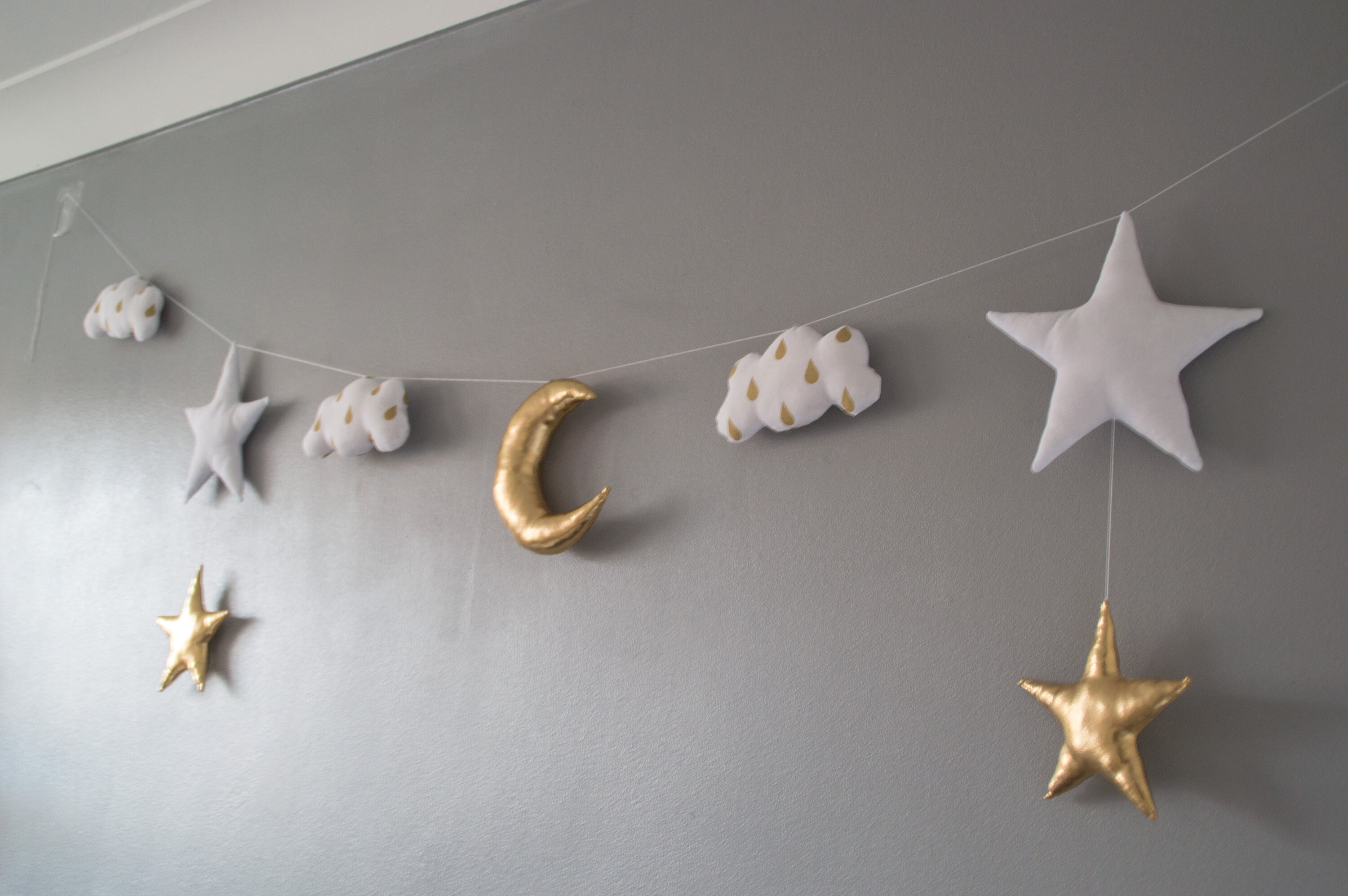 Cloud Bunting Gold Moon Garland Stars Garland Kids Night Sky Etsy UK
