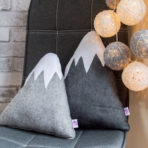 Rock pillow Mountain pillow Kids  mountain cushions Two throw pillows Mountain peak cushions Rocky mountain adventure pillow Bedroom decor