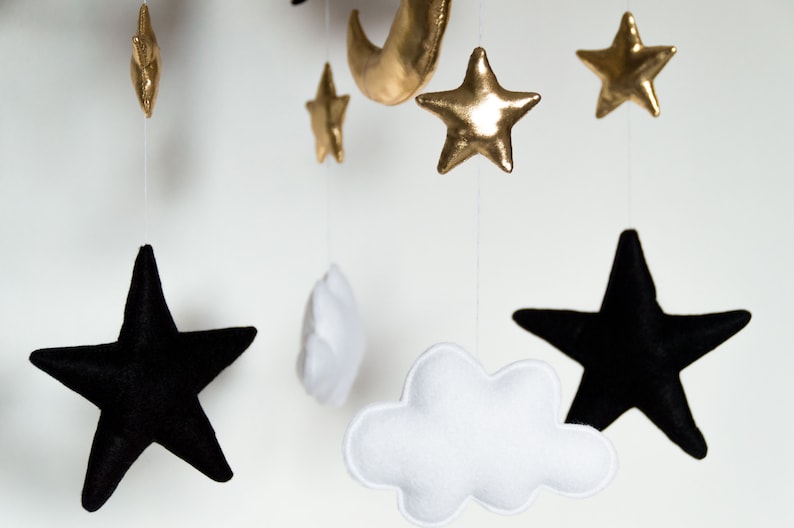 Cot mobile Black and White mobile Cot decoration clouds stars Etsy