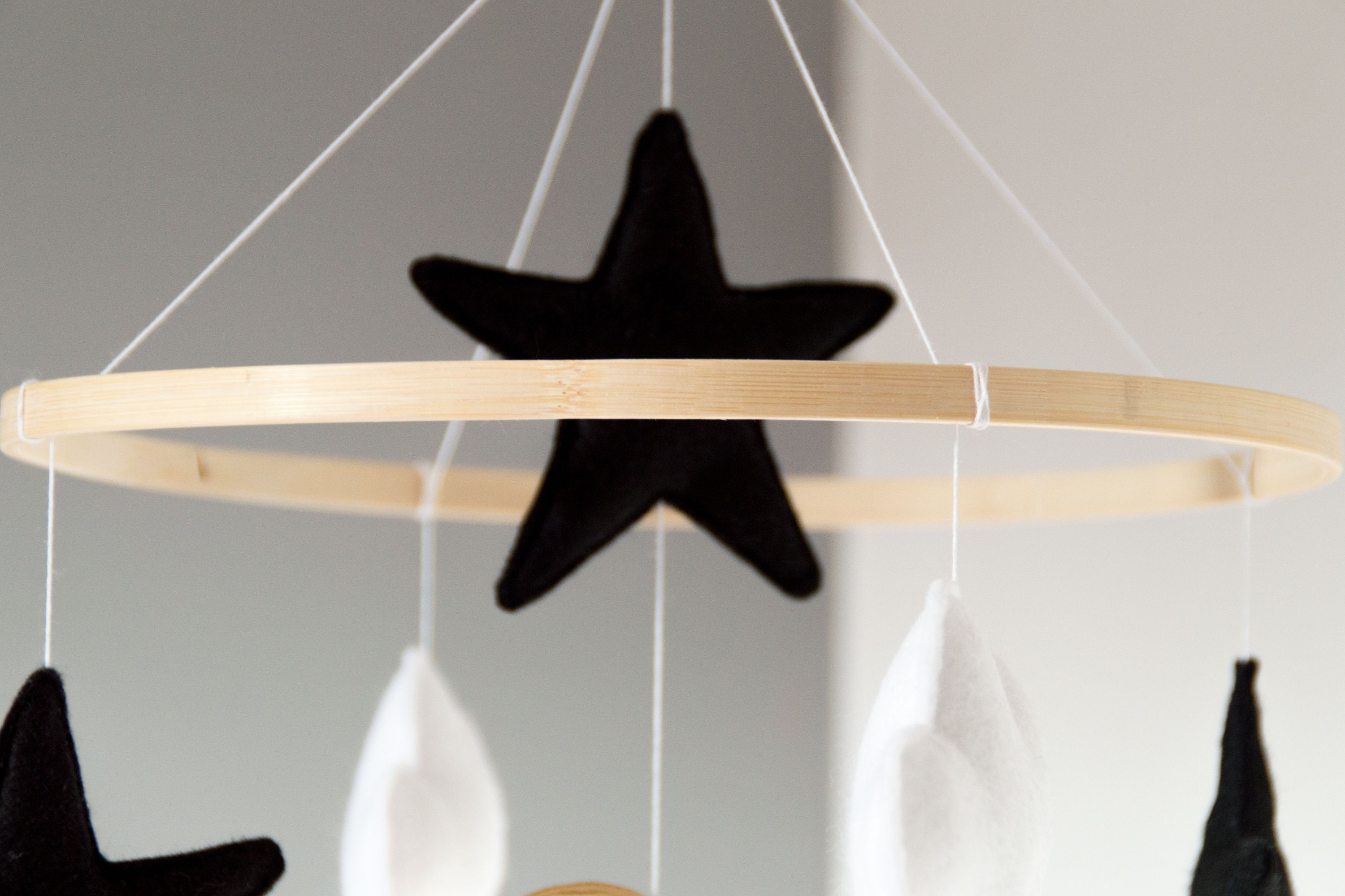 Cot mobile Black and White mobile Cot decoration clouds stars Etsy