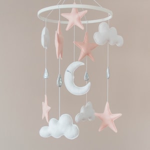 Night Sky Baby Mobile: Pastel Moon, Stars & Clouds Nursery Decor